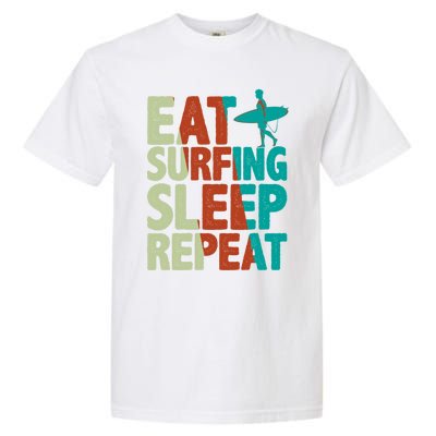 Eat Surfing Sleep Repeat Summer Beach Retro Sunset Gift Garment-Dyed Heavyweight T-Shirt