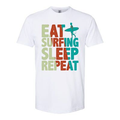 Eat Surfing Sleep Repeat Summer Beach Retro Sunset Gift Softstyle CVC T-Shirt