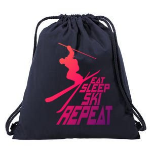 Eat Sleep Ski Repeat Skiing Winter Skier Great Gift Drawstring Bag