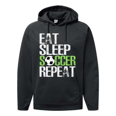 Eat Sleep Soccer Repeat Cool Sport Player Performance Fleece Hoodie