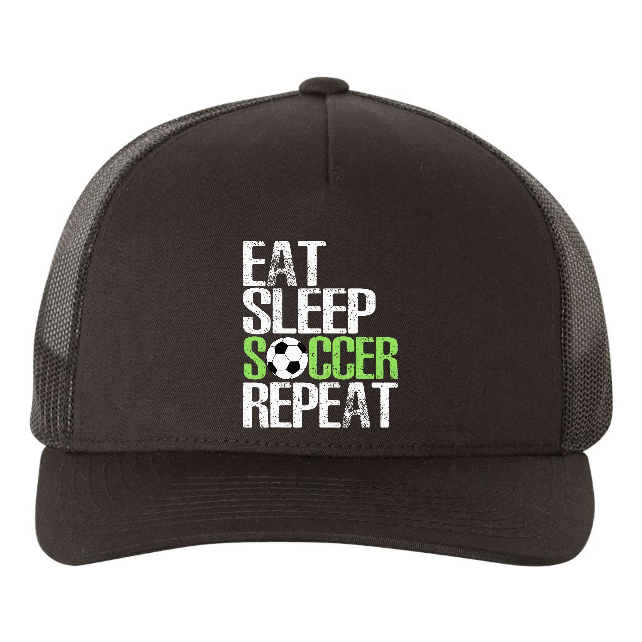 Eat Sleep Soccer Repeat Cool Sport Player Yupoong Adult 5-Panel Trucker Hat