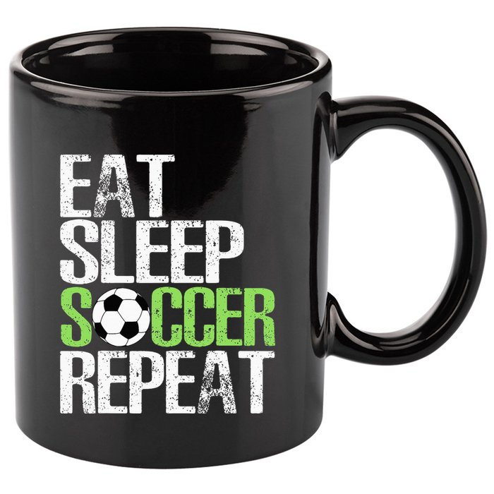 Eat Sleep Soccer Repeat Cool Sport Player 11oz C Handle Ceramic Mug