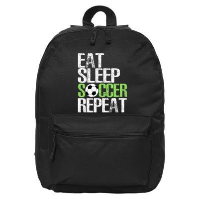 Eat Sleep Soccer Repeat Cool Sport Player 16 in Basic Backpack