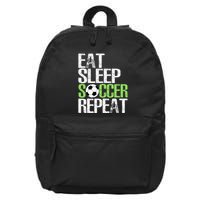 Eat Sleep Soccer Repeat Cool Sport Player 16 in Basic Backpack