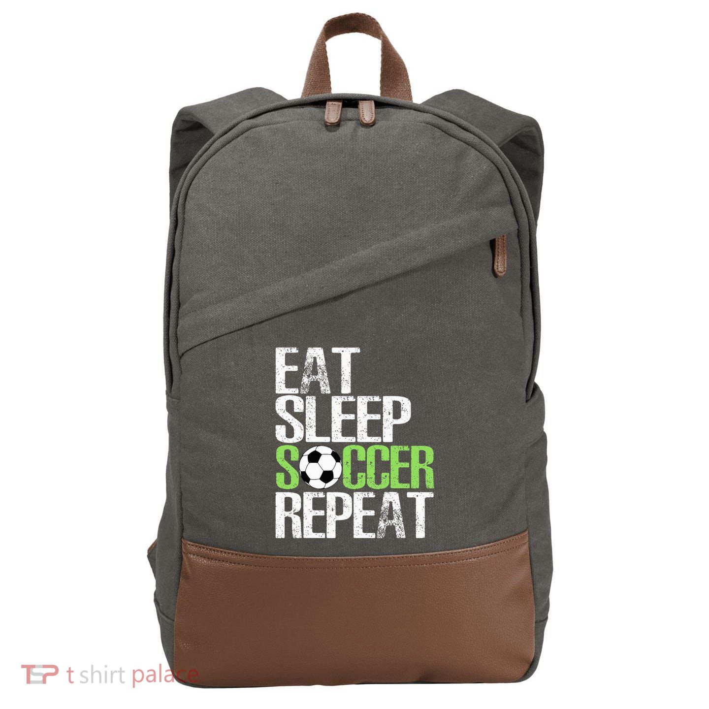 Eat Sleep Soccer Repeat Cool Sport Player Cotton Canvas Backpack