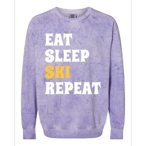 Eat Sleep Ski Repeat Cool Winter Sport Ski Lover Gift Colorblast Crewneck Sweatshirt