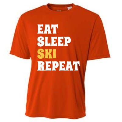 Eat Sleep Ski Repeat Cool Winter Sport Ski Lover Gift Cooling Performance Crew T-Shirt