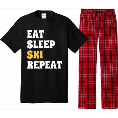 Eat Sleep Ski Repeat Cool Winter Sport Ski Lover Gift Pajama Set