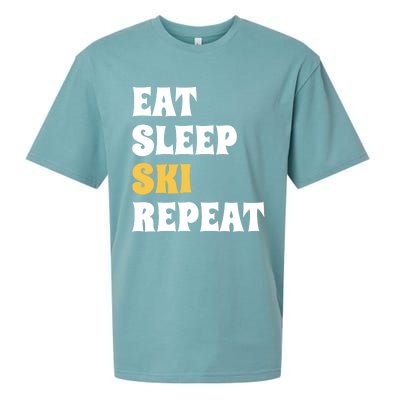 Eat Sleep Ski Repeat Cool Winter Sport Ski Lover Gift Sueded Cloud Jersey T-Shirt