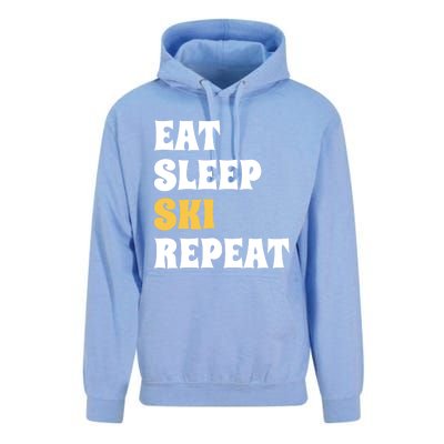 Eat Sleep Ski Repeat Cool Winter Sport Ski Lover Gift Unisex Surf Hoodie