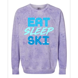 Eat Sleep Ski Funny Quote Skiing Gift Cute Gift Colorblast Crewneck Sweatshirt