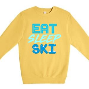 Eat Sleep Ski Funny Quote Skiing Gift Cute Gift Premium Crewneck Sweatshirt