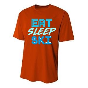 Eat Sleep Ski Funny Quote Skiing Gift Cute Gift Performance Sprint T-Shirt