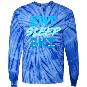 Eat Sleep Ski Funny Quote Skiing Gift Cute Gift Tie-Dye Long Sleeve Shirt