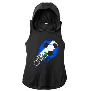 El Salvador Soccer Salvadorian Flag Pride Soccer Player Ladies PosiCharge Tri-Blend Wicking Draft Hoodie Tank