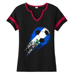 El Salvador Soccer Salvadorian Flag Pride Soccer Player Ladies Halftime Notch Neck Tee