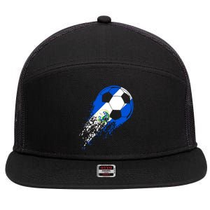 El Salvador Soccer Salvadorian Flag Pride Soccer Player 7 Panel Mesh Trucker Snapback Hat