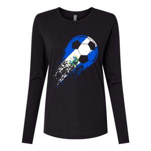 El Salvador Soccer Salvadorian Flag Pride Soccer Player Womens Cotton Relaxed Long Sleeve T-Shirt