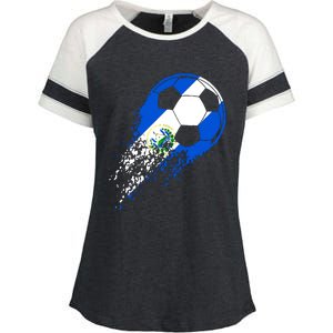 El Salvador Soccer Salvadorian Flag Pride Soccer Player Enza Ladies Jersey Colorblock Tee