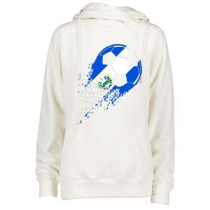 El Salvador Soccer Salvadorian Flag Pride Soccer Player Womens Funnel Neck Pullover Hood