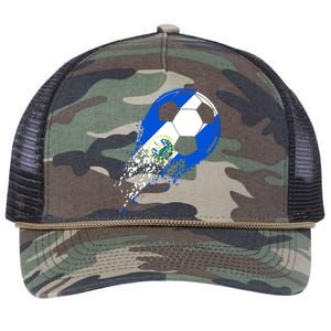 El Salvador Soccer Salvadorian Flag Pride Soccer Player Retro Rope Trucker Hat Cap