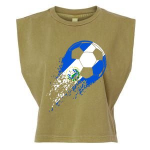 El Salvador Soccer Salvadorian Flag Pride Soccer Player Garment-Dyed Women's Muscle Tee