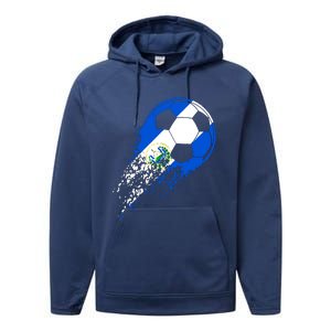 El Salvador Soccer Salvadorian Flag Pride Soccer Player Performance Fleece Hoodie