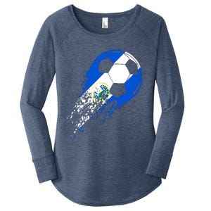 El Salvador Soccer Salvadorian Flag Pride Soccer Player Women's Perfect Tri Tunic Long Sleeve Shirt