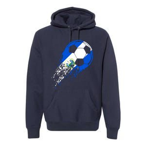 El Salvador Soccer Salvadorian Flag Pride Soccer Player Premium Hoodie