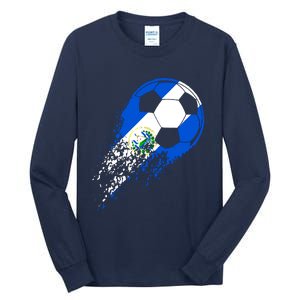 El Salvador Soccer Salvadorian Flag Pride Soccer Player Tall Long Sleeve T-Shirt