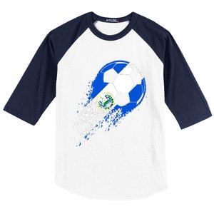 El Salvador Soccer Salvadorian Flag Pride Soccer Player Baseball Sleeve Shirt