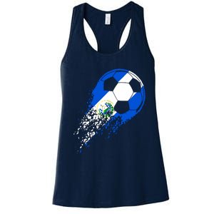 El Salvador Soccer Salvadorian Flag Pride Soccer Player Women's Racerback Tank