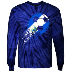 El Salvador Soccer Salvadorian Flag Pride Soccer Player Tie-Dye Long Sleeve Shirt