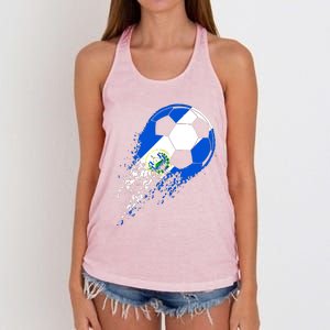 El Salvador Soccer Salvadorian Flag Pride Soccer Player Women's Knotted Racerback Tank