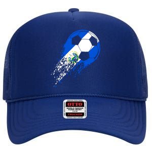 El Salvador Soccer Salvadorian Flag Pride Soccer Player High Crown Mesh Back Trucker Hat