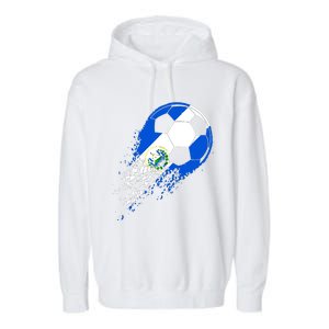 El Salvador Soccer Salvadorian Flag Pride Soccer Player Garment-Dyed Fleece Hoodie