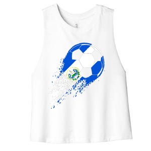 El Salvador Soccer Salvadorian Flag Pride Soccer Player Women's Racerback Cropped Tank