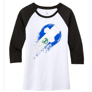 El Salvador Soccer Salvadorian Flag Pride Soccer Player Women's Tri-Blend 3/4-Sleeve Raglan Shirt