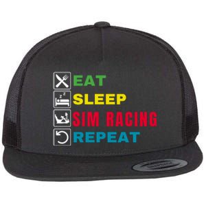 Eat Sleep Sim Racing Repeat Sim Racer Car Racing Sim Race Funny Gaming Esport Flat Bill Trucker Hat