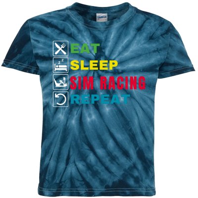 Eat Sleep Sim Racing Repeat Sim Racer Car Racing Sim Race Funny Gaming Esport Kids Tie-Dye T-Shirt