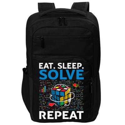 Eat Sleep Solve Repeat Funny Competitive Puzzle Speedcubing Impact Tech Backpack