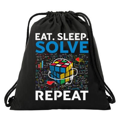Eat Sleep Solve Repeat Funny Competitive Puzzle Speedcubing Drawstring Bag