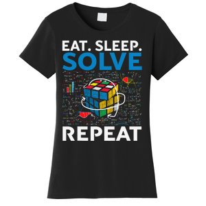 Eat Sleep Solve Repeat Funny Competitive Puzzle Speedcubing Women's T-Shirt