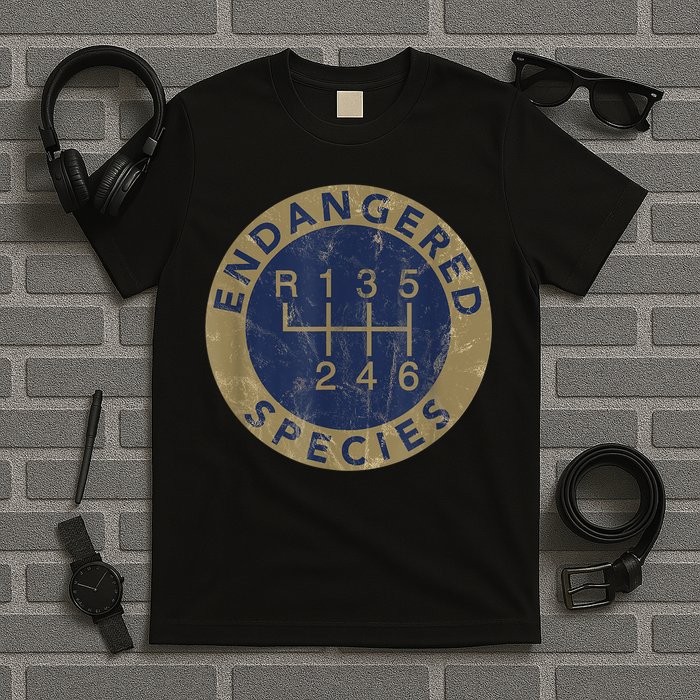 Endangered Species Stick Shift Manual Transmission Drivers T-Shirt