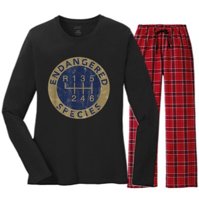 Endangered Species Stick Shift Manual Transmission Drivers Women's Long Sleeve Flannel Pajama Set 