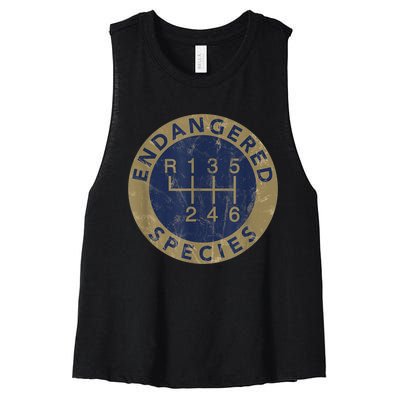 Endangered Species Stick Shift Manual Transmission Drivers Women's Racerback Cropped Tank