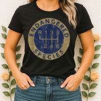 Endangered Species Stick Shift Manual Transmission Drivers Womens T-Shirt