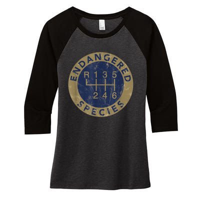 Endangered Species Stick Shift Manual Transmission Drivers Women's Tri-Blend 3/4-Sleeve Raglan Shirt