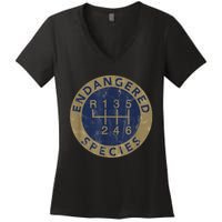 Endangered Species Stick Shift Manual Transmission Drivers Women's V-Neck T-Shirt