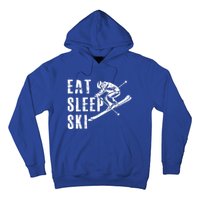 Eat Sleep Ski Funny Vintage Skiing Skier Adventure Graphic Gift Hoodie